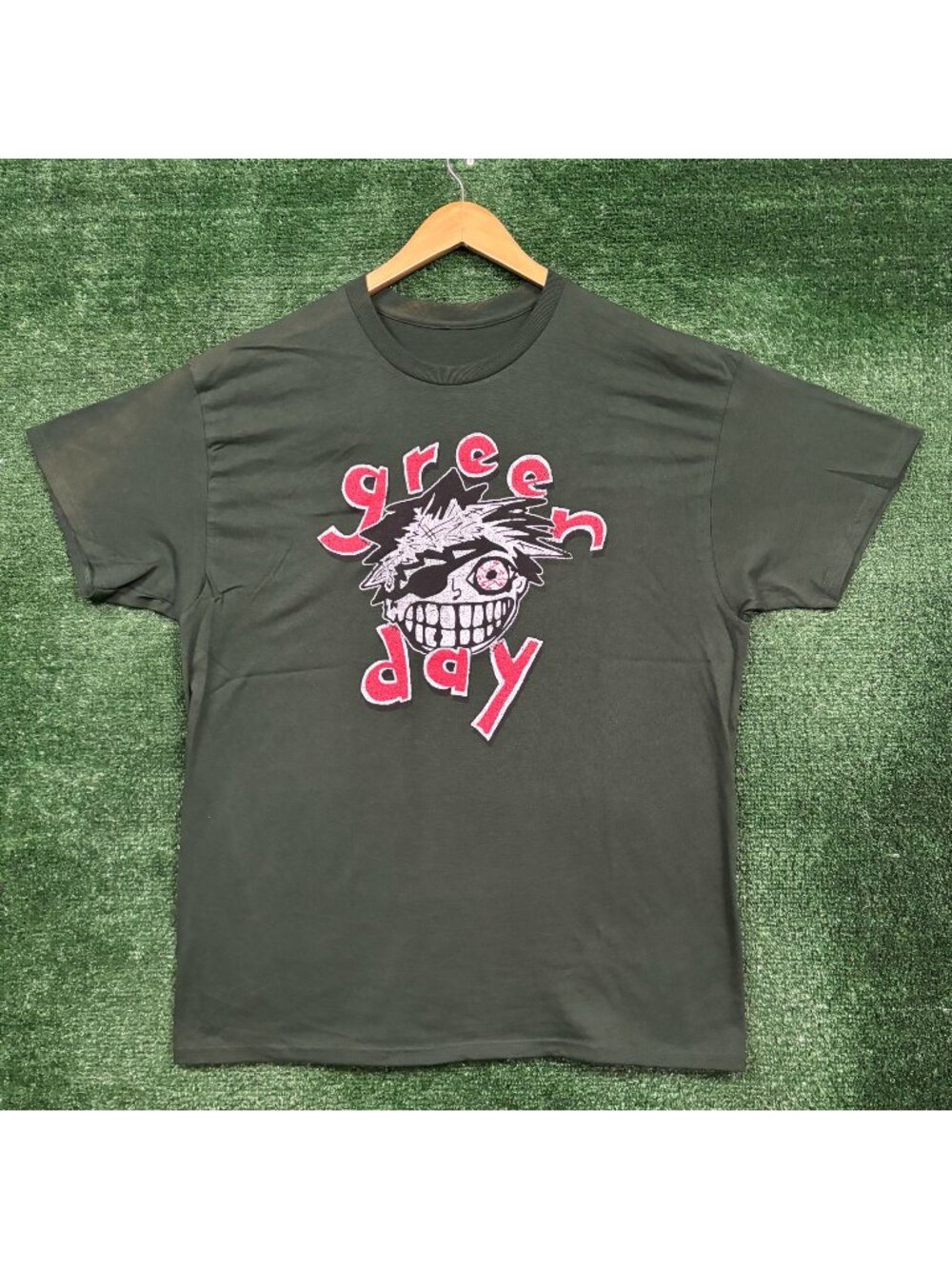 Green Day Eyepatch Green 90s Punk Rock Music T-Shirt Size Extra Large